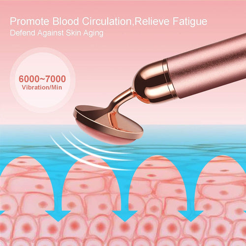 Masajeador Facial Eléctrico 5-en-1 Barra de Belleza Oro 24K Vibración Rosa