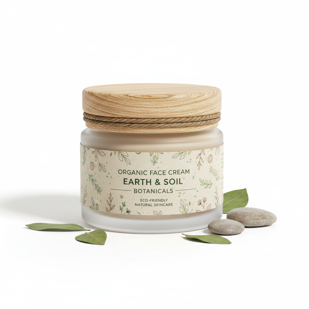 Crema facial orgánica fondo blanco
