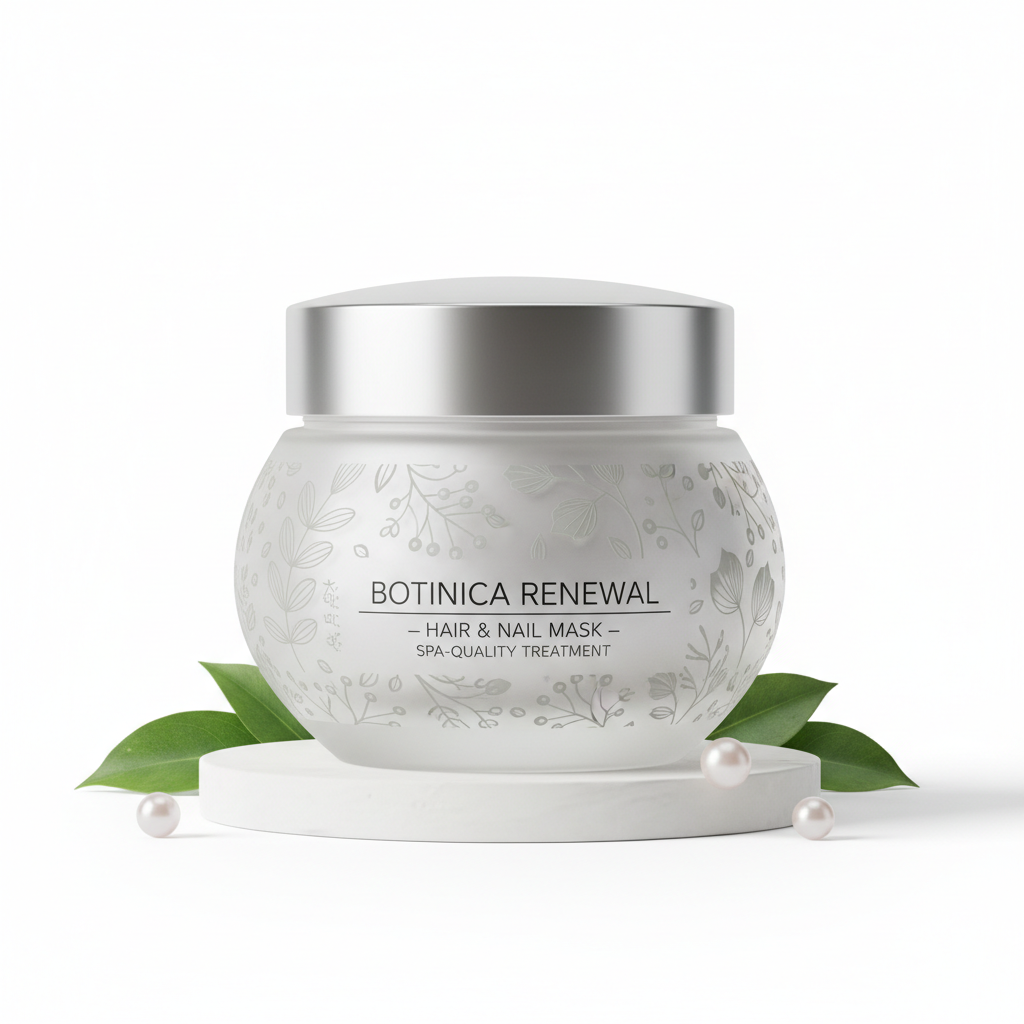 Mascarilla cabello y uñas fondo blanco